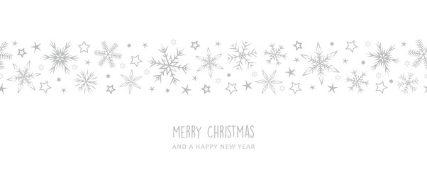 christmas greeting card banner with snowflake border