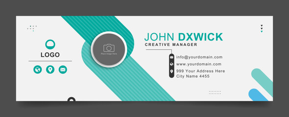Wall Mural - modern business Email signature design or email footer template and personal social media cover with white background
