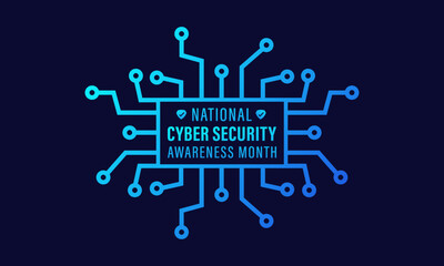 National cyber security awareness month is observed every year in october. Cyber security banner vector isolated on background. Concept design for poster, greeting card and banner website.