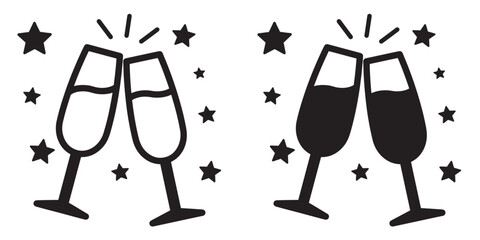 Aufkleber - ofvs128 outlinefilledvectorsign ofvs - champagne glasses vector icon . new year . happy anniversary 