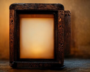 Canvas Print - single old wooden frame in rustic wall