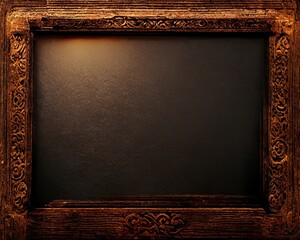 Canvas Print - empty old wooden frame on the wall