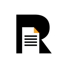 letter r paper document logo vector template simple concept