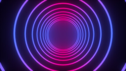 Poster - Neon rings. Computer generated 3d render