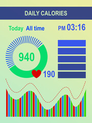 Wall Mural - Weight loss application counting steps and calories intake. Illustration