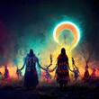 The shaman and his tribe, made with AI