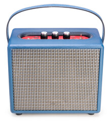 Wall Mural - Blue Vintage style wireless speaker isolated on white background, Electric guitar amplifier speaker design on white With clipping path.