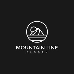 Wall Mural - Mountain Logo templates. black and white color with sunset.