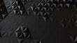 © RocknRoller Studios - Black Polygonal Surface with Tetrahedrons. High Tech, Dark 3d Background.