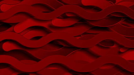 Bright red wavy stripes tech abstract background