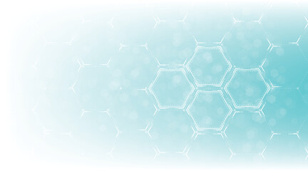 Fototapete - Background of hexagon geometric white blue pattern bright. healthcare medical and technology background.Graphic digital science concept design.