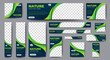Green banner design web template Set, Horizontal header web banner. Modern Gradient green cover header background for website design, Social Media Cover ads banner, flyer, invitation card