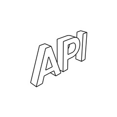 Poster - The outline of a large api symbol is made with black lines. 3D view of the object in perspective. Vector illustration on white background