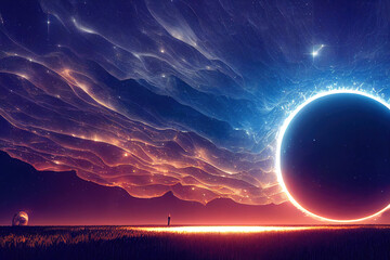 Wall Mural - abstract colorful background with space, light rays, colorful light explosion, digital illustration,