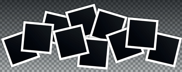 Wall Mural - set of square vector photo frames. collage of realistic frames isolated on transparent background.