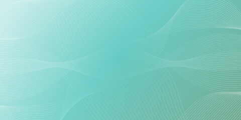 Poster - Light Blue and Green Curving, Wavy Lines - Digitally Generated Futuristic Abstract 3D Geometric Gradient Background Design, Multi Purpose Generative Art, Creative Template in Editable Vector Format