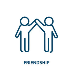 Poster - friendship icon from zodiac collection. Thin linear friendship, people, hand outline icon isolated on white background. Line vector friendship sign, symbol for web and mobile