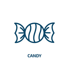 Poster - candy icon from winter collection. Thin linear candy, chocolate, snack outline icon isolated on white background. Line vector candy sign, symbol for web and mobile
