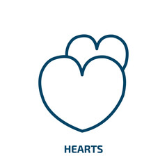 Poster - hearts icon from world peace collection. Thin linear hearts, heart, love outline icon isolated on white background. Line vector hearts sign, symbol for web and mobile
