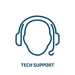 Poster - tech support icon from web hosting collection. Thin linear tech support, support, business outline icon isolated on white background. Line vector tech support sign, symbol for web and mobile