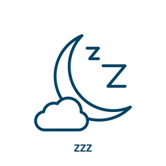 Wall Mural - zzz icon from wellness collection. Thin linear zzz, sleep, dream outline icon isolated on white background. Line vector zzz sign, symbol for web and mobile