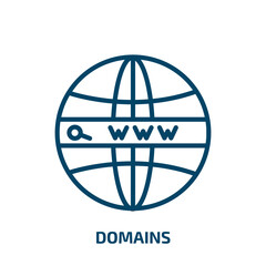 Poster - domains icon from web hosting collection. Thin linear domains, domain, network outline icon isolated on white background. Line vector domains sign, symbol for web and mobile