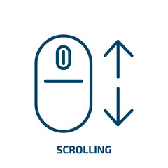 Poster - scrolling icon from web hosting collection. Thin linear scrolling, scroll, paper outline icon isolated on white background. Line vector scrolling sign, symbol for web and mobile