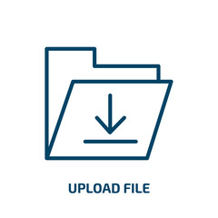 Poster - upload file icon from web hosting collection. Thin linear upload file, upload, internet outline icon isolated on white background. Line vector upload file sign, symbol for web and mobile