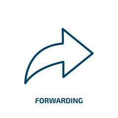Poster - forwarding icon from web hosting collection. thin linear forwarding, forward, next outline icon isol