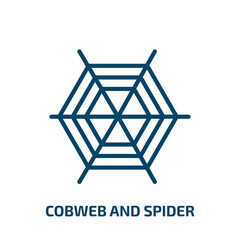 Poster - cobweb and spider icon from web collection. Thin linear cobweb and spider, halloween, cobweb outline icon isolated on white background. Line vector cobweb and spider sign, symbol for web and mobile