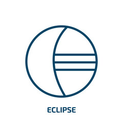 Poster - eclipse icon from weather collection. Thin linear eclipse, night, nature outline icon isolated on white background. Line vector eclipse sign, symbol for web and mobile