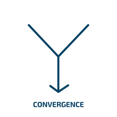 Poster - convergence icon from weather collection. Thin linear convergence, contact, cooperation outline icon isolated on white background. Line vector convergence sign, symbol for web and mobile