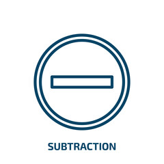 Poster - subtraction icon from user interface collection. Thin linear subtraction, mathematics, multiplication outline icon isolated on white background. Line vector subtraction sign, symbol for web and mobile
