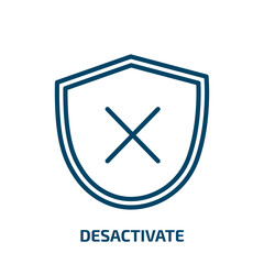 Poster - desactivate icon from user interface collection. Thin linear desactivate, user interface, arrow outline icon isolated on white background. Line vector desactivate sign, symbol for web and mobile