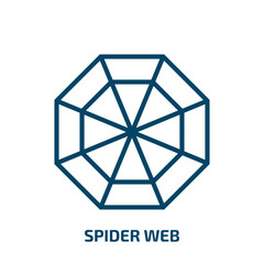 Poster - spider web icon from user interface collection. Thin linear spider web, halloween, spider outline icon isolated on white background. Line vector spider web sign, symbol for web and mobile
