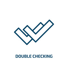 Poster - double checking icon from user interface collection. Thin linear double checking, check, button outline icon isolated on white background. Line vector double checking sign, symbol for web and mobile