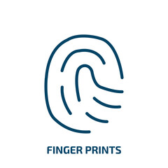 Poster - finger prints icon from user interface collection. Thin linear finger prints, thumb, hand outline icon isolated on white background. Line vector finger prints sign, symbol for web and mobile