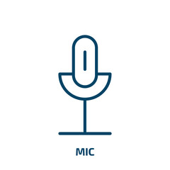 Poster - mic icon from user interface collection. Thin linear mic, sound, microphone outline icon isolated on white background. Line vector mic sign, symbol for web and mobile