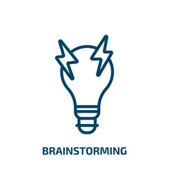 Poster - brainstorming icon from user interface collection. Thin linear brainstorming, business, computer outline icon isolated on white background. Line vector brainstorming sign, symbol for web and mobile