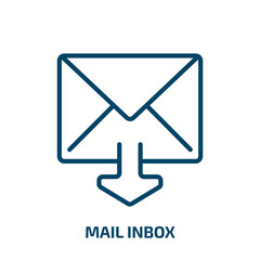 Poster - mail inbox icon from user interface collection. Thin linear mail inbox, mail, inbox outline icon isolated on white background. Line vector mail inbox sign, symbol for web and mobile