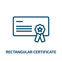 Poster - rectangular certificate icon from user interface collection. Thin linear rectangular certificate, certificate, stamp outline icon isolated on white background. Line vector rectangular certificate