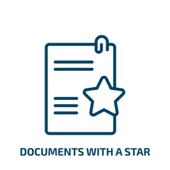 Poster - documents with a star icon from user interface collection. Thin linear documents with a star, document, phone outline icon isolated on white background. Line vector documents with a star sign, symbol