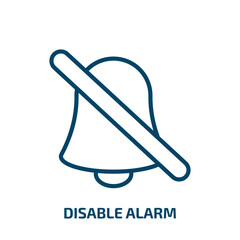 Poster - disable alarm icon from user interface collection. Thin linear disable alarm, exclamation, danger outline icon isolated on white background. Line vector disable alarm sign, symbol for web and mobile