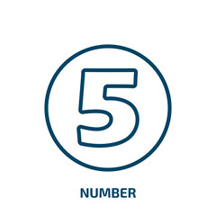 Aufkleber - number icon from user interface collection. Thin linear number, business, communication outline icon isolated on white background. Line vector number sign, symbol for web and mobile