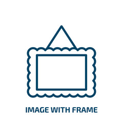 Poster - image with frame icon from user interface collection. Thin linear image with frame, frame, button outline icon isolated on white background. Line vector image with frame sign, symbol for web and