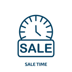 Poster - sale time icon from user interface collection. Thin linear sale time, business, time outline icon isolated on white background. Line vector sale time sign, symbol for web and mobile