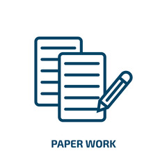 Poster - paper work icon from user interface collection. Thin linear paper work, work, paper outline icon isolated on white background. Line vector paper work sign, symbol for web and mobile