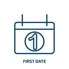 Poster - first date icon from user interface collection. Thin linear first date, date, time outline icon isolated on white background. Line vector first date sign, symbol for web and mobile