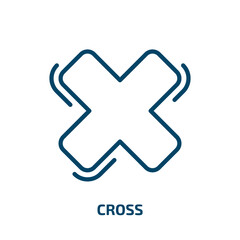 Poster - cross outline icon from user interface collection. Thin linear cross outline, cross, medical outline icon isolated on white background. Line vector cross outline sign, symbol for web and mobile