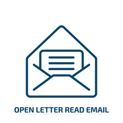 Poster - open letter read email icon from user interface collection. Thin linear open letter read email, read, letter outline icon isolated on white background. Line vector open letter read email sign, symbol